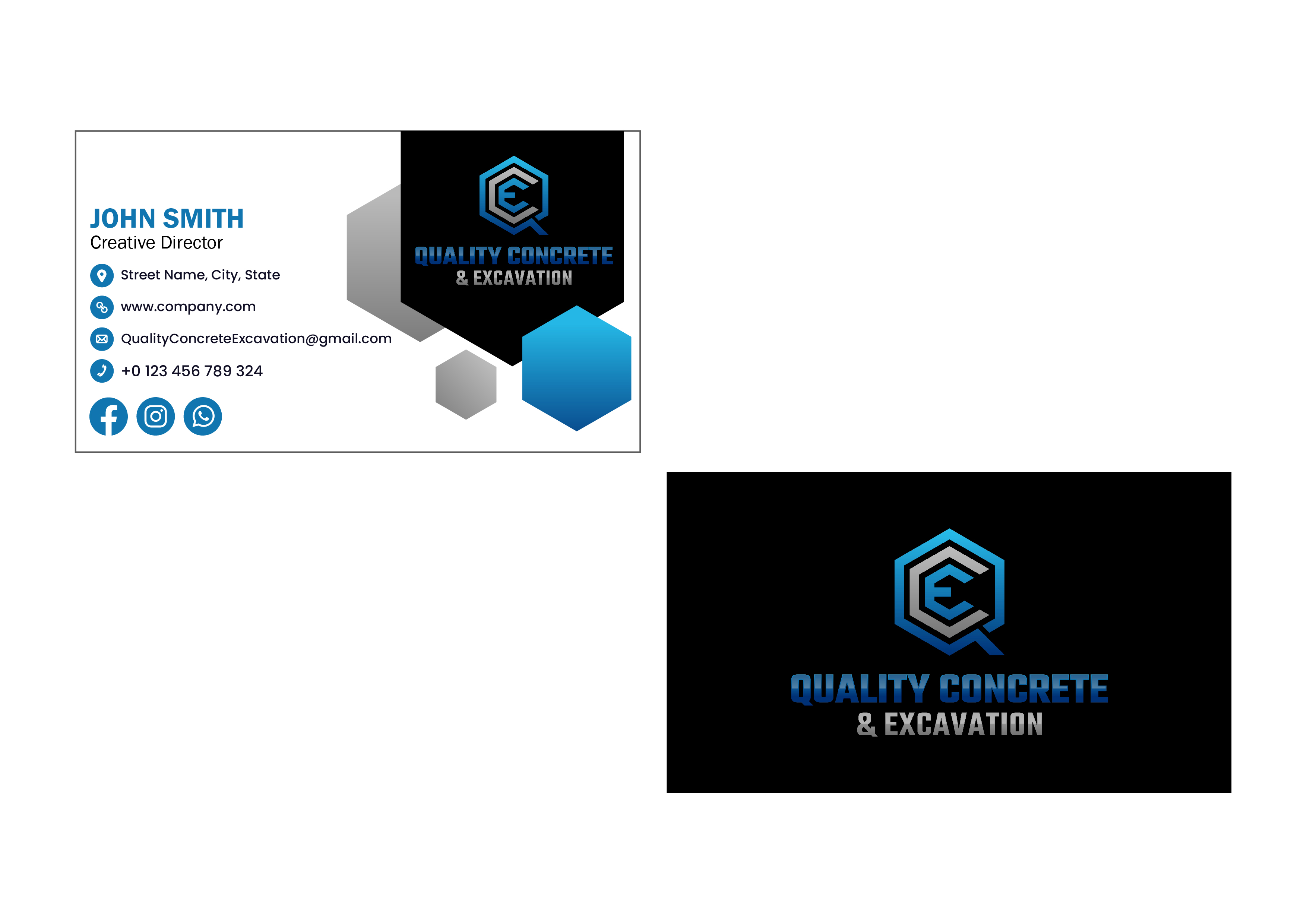 Business Card Design by ~idiaz~ for Quality concrete & excavation | Design #28675870
