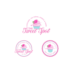 "The Sweet Spot"  Tag line is "Cupcakes, Ice Cream, Sweets & More"  | Logo Design by Amethystica