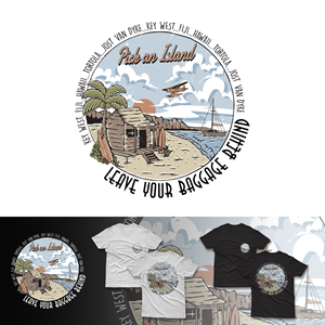 Tropical t-shirt designs . This title is Pick an Island....& leave your baggage behind. | Diseño de Camiseta por duatitik.std