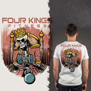 A dead king Skeleton deadlifting, squatting, or holding barbells | Diseño de Camiseta por Falih A