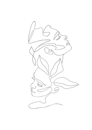 Single Line Art Tattoo with Faces | Tattoo Design by Elena 9