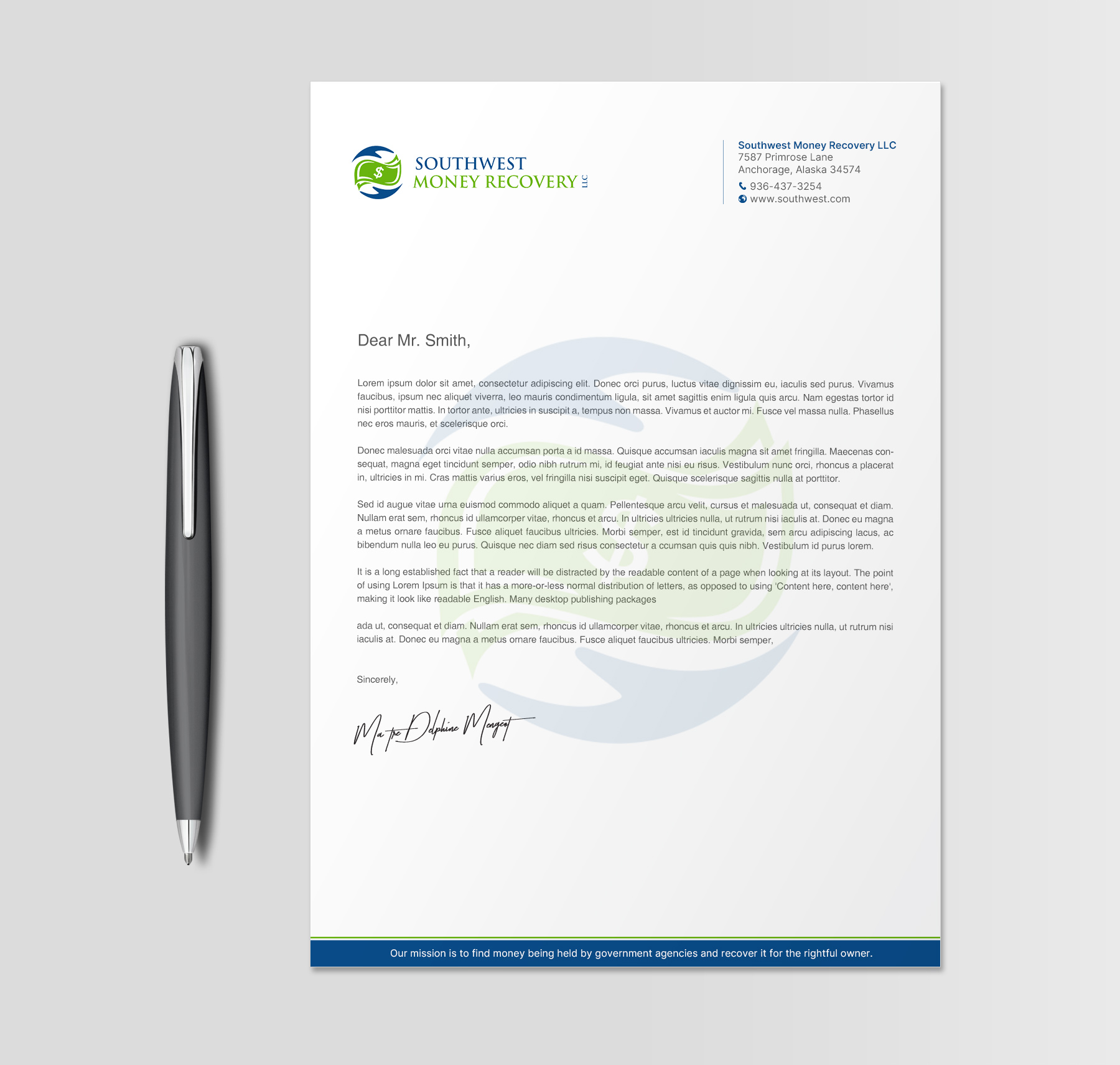 Letterhead Design by chandrayaan.creative for Southwest Money Recovery LLC | Design #28727929
