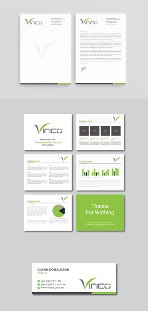 Stationary and document suite for consultancy business in Australia called Virico | Diseño de Papelería por R.design