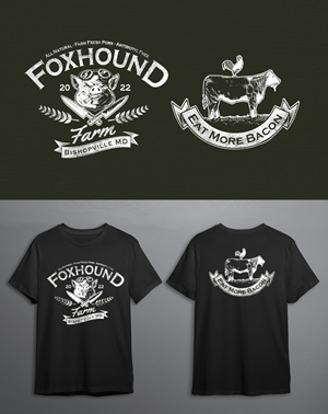 Foxhound Farm t-shirt focused around farm fresh local pork | Diseño de Camiseta por ally designs
