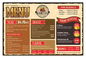 Menu Design by SAI DESIGNS for this project | Design: #28836663