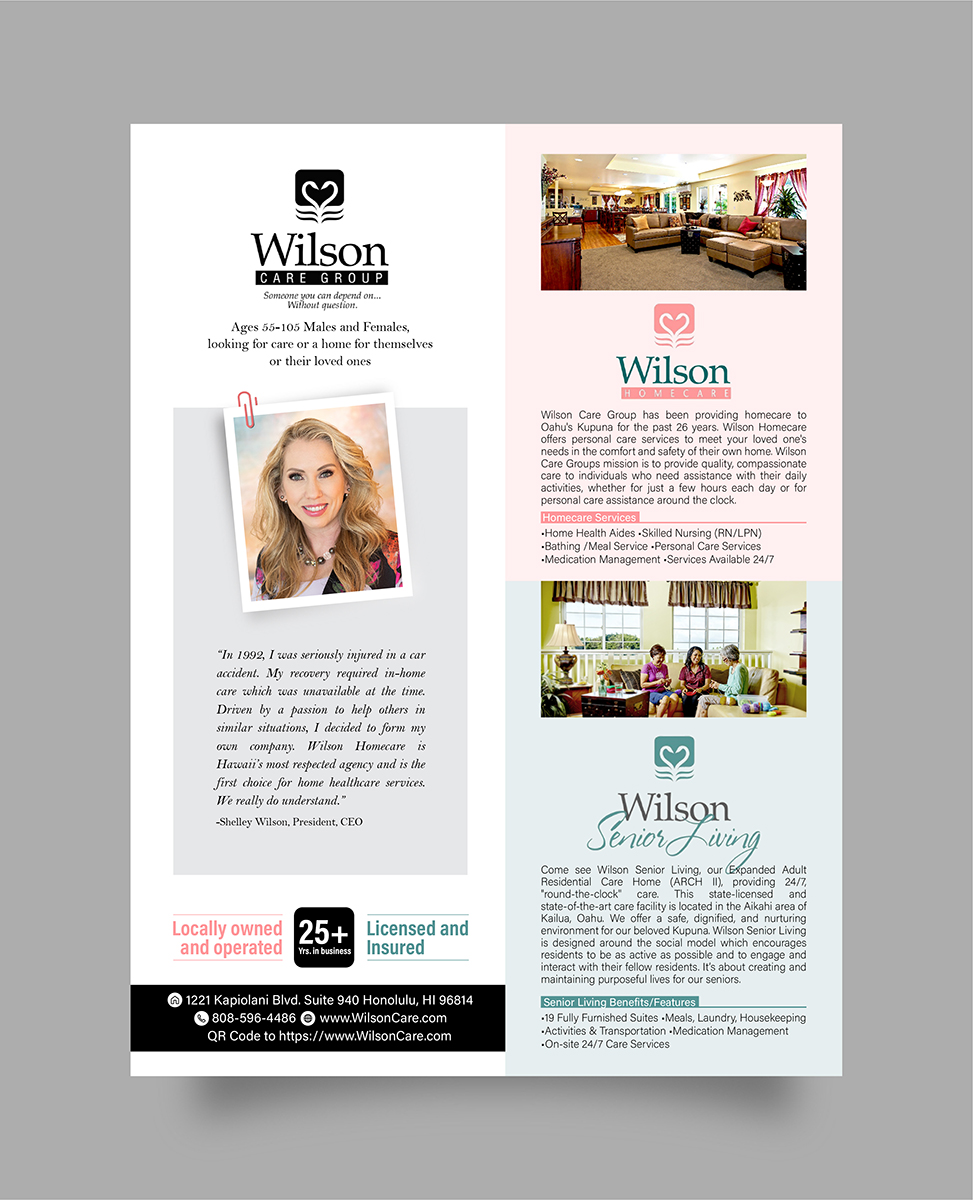 Diseño de Flyer por atularts para Wilson Care Group | Diseño #28780917