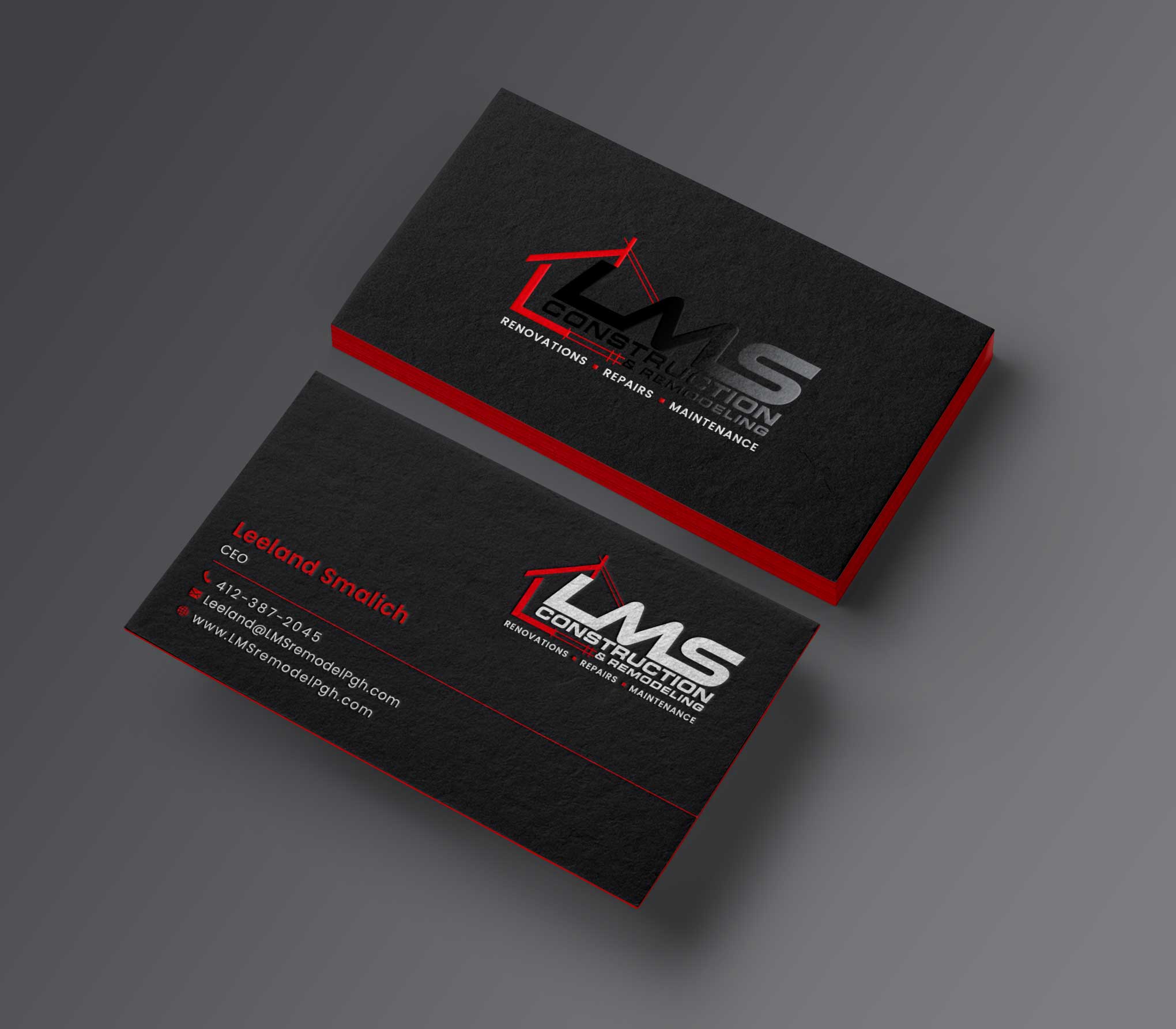 Visitenkarten-Design von Creative Moon Design für LMS Construction and Remodeling, LLC | Design #28766668