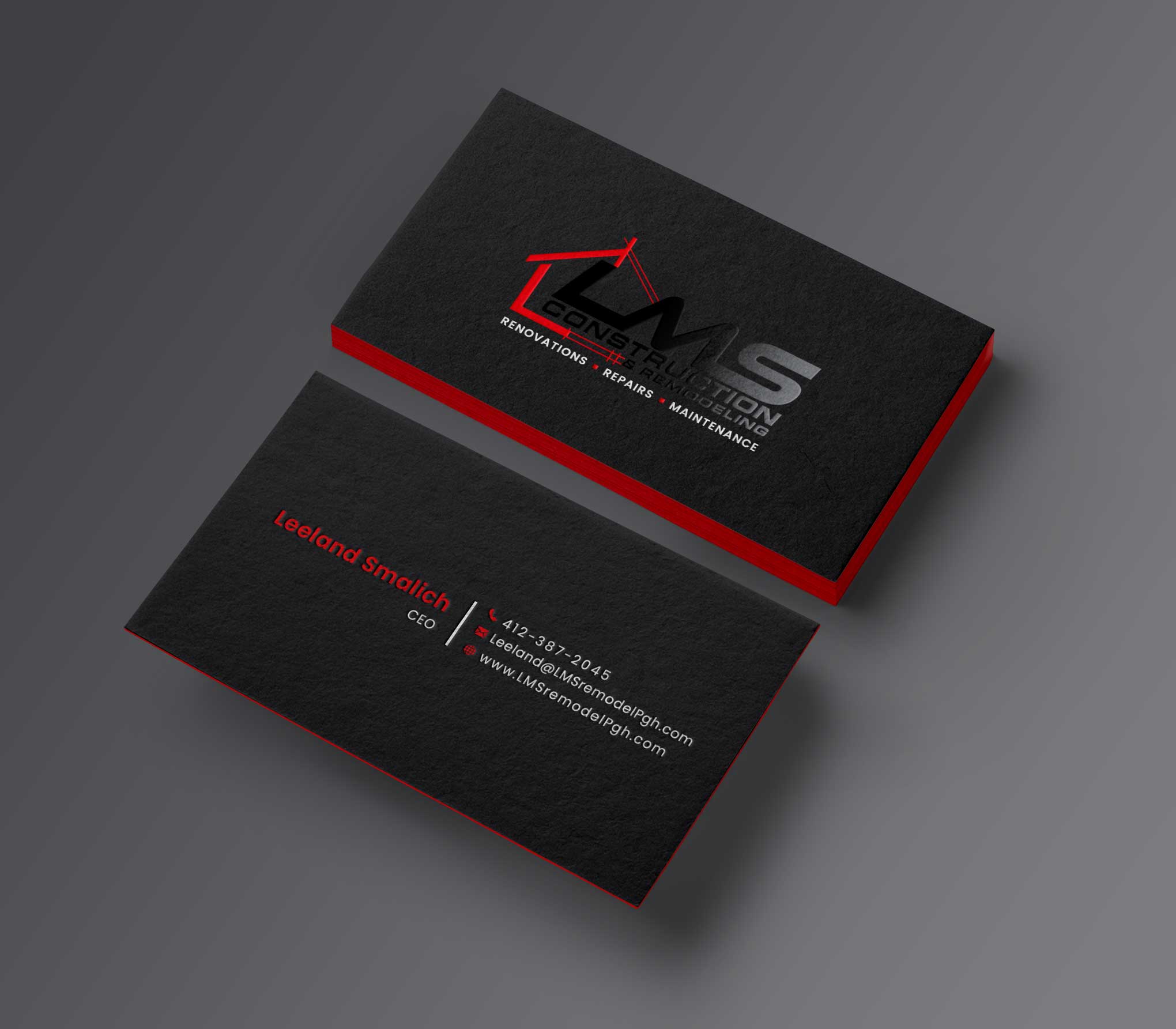 Business Card Design by Creative Moon Design for LMS Construction and Remodeling, LLC | Design #28766697