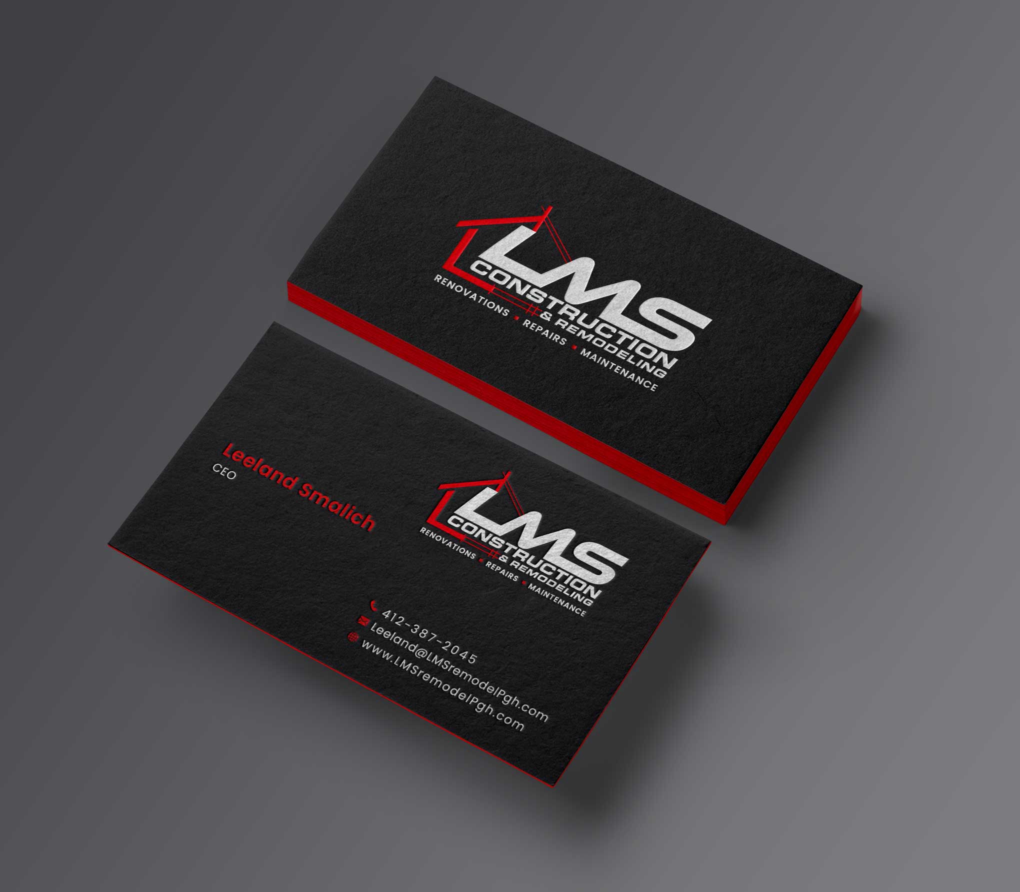 Visitenkarten-Design von Creative Moon Design für LMS Construction and Remodeling, LLC | Design #28766716