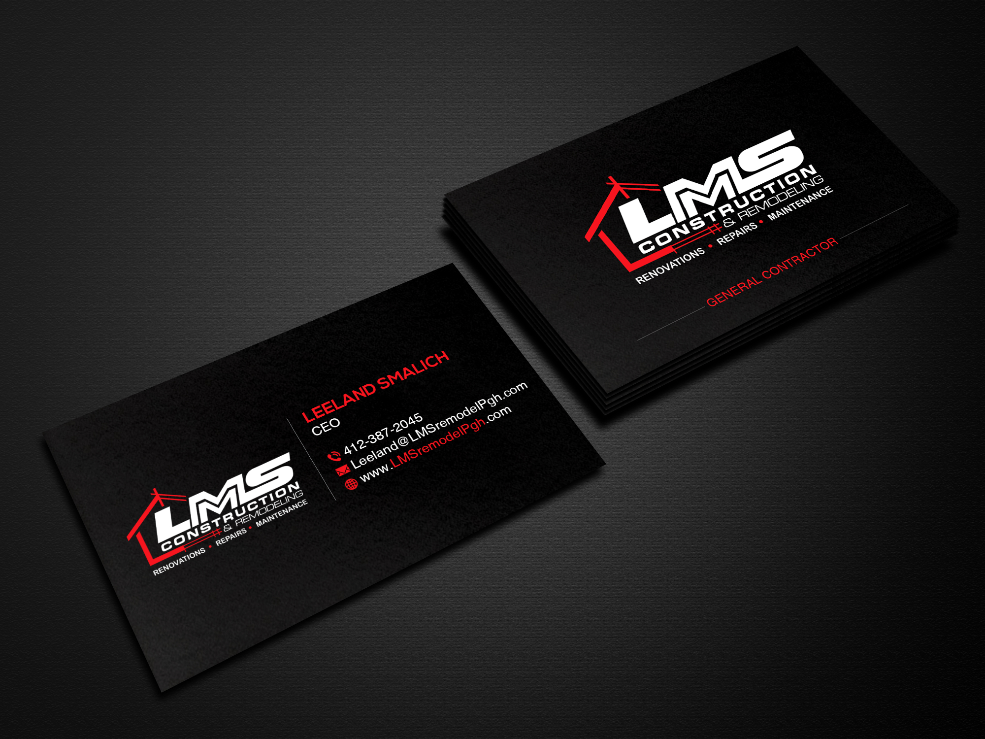 Business Card Design by Creations Box 2015 for LMS Construction and Remodeling, LLC | Design #28766659