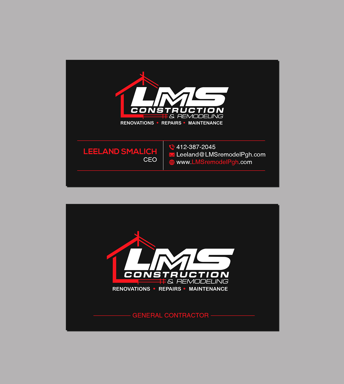 Visitenkarten-Design von Creations Box 2015 für LMS Construction and Remodeling, LLC | Design #28768559