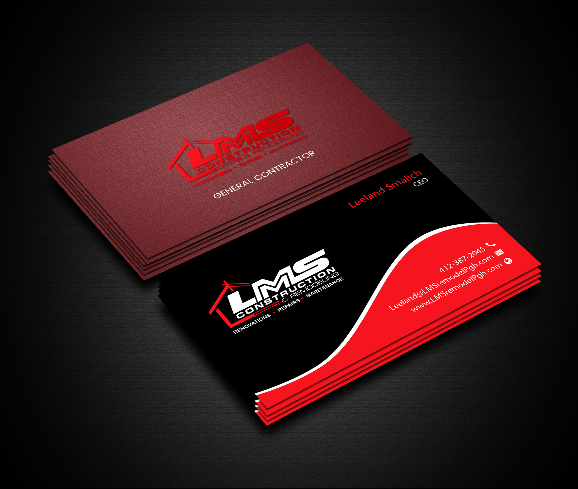 Business Card Design by Creations Box 2015 for LMS Construction and Remodeling, LLC | Design #28773539
