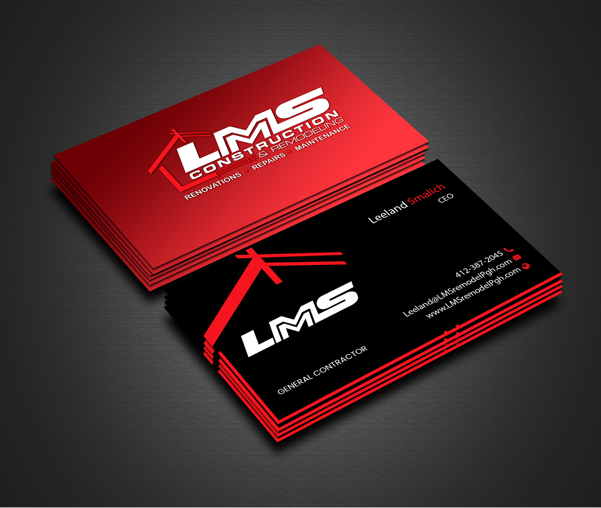 Business Card Design by Creations Box 2015 for LMS Construction and Remodeling, LLC | Design #28773540