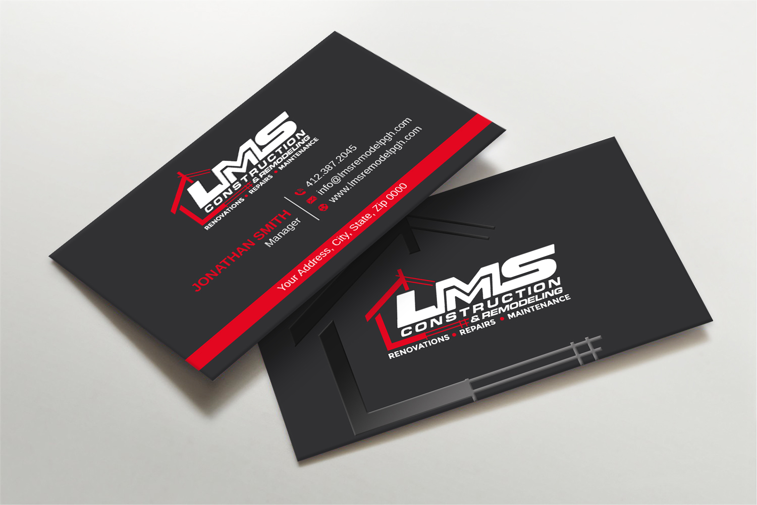 Visitenkarten-Design von LAXMI DESIGNHUB für LMS Construction and Remodeling, LLC | Design #28765476