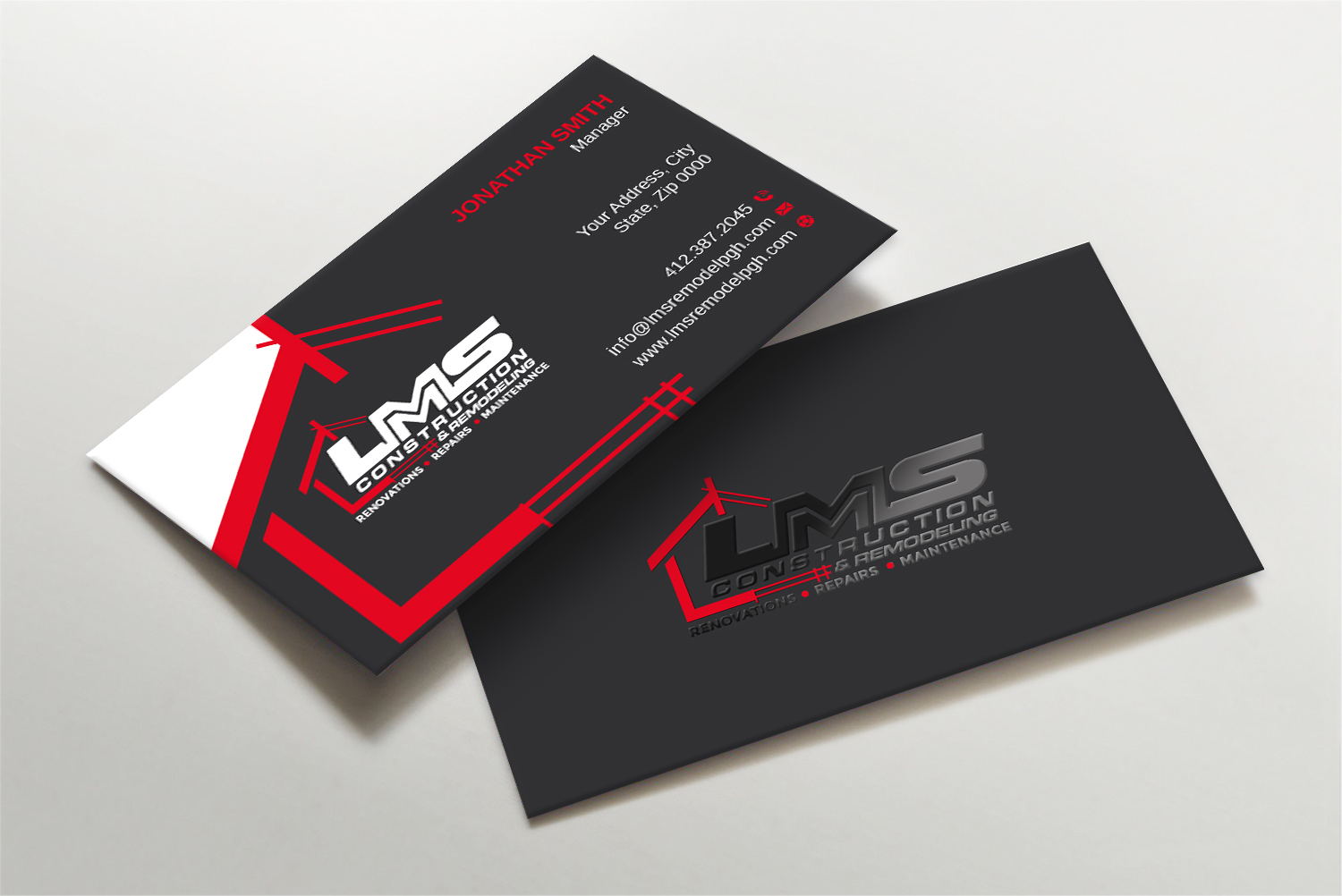 Visitenkarten-Design von LAXMI DESIGNHUB für LMS Construction and Remodeling, LLC | Design #28765477