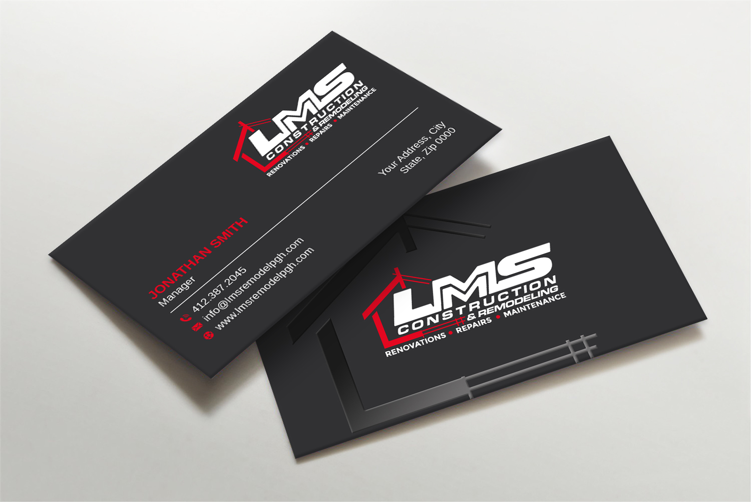 Visitenkarten-Design von LAXMI DESIGNHUB für LMS Construction and Remodeling, LLC | Design #28765491