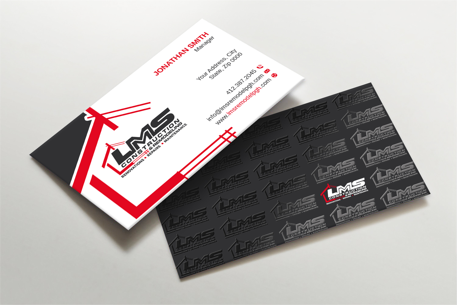 Business Card Design by LAXMI DESIGNHUB for LMS Construction and Remodeling, LLC | Design #28765492
