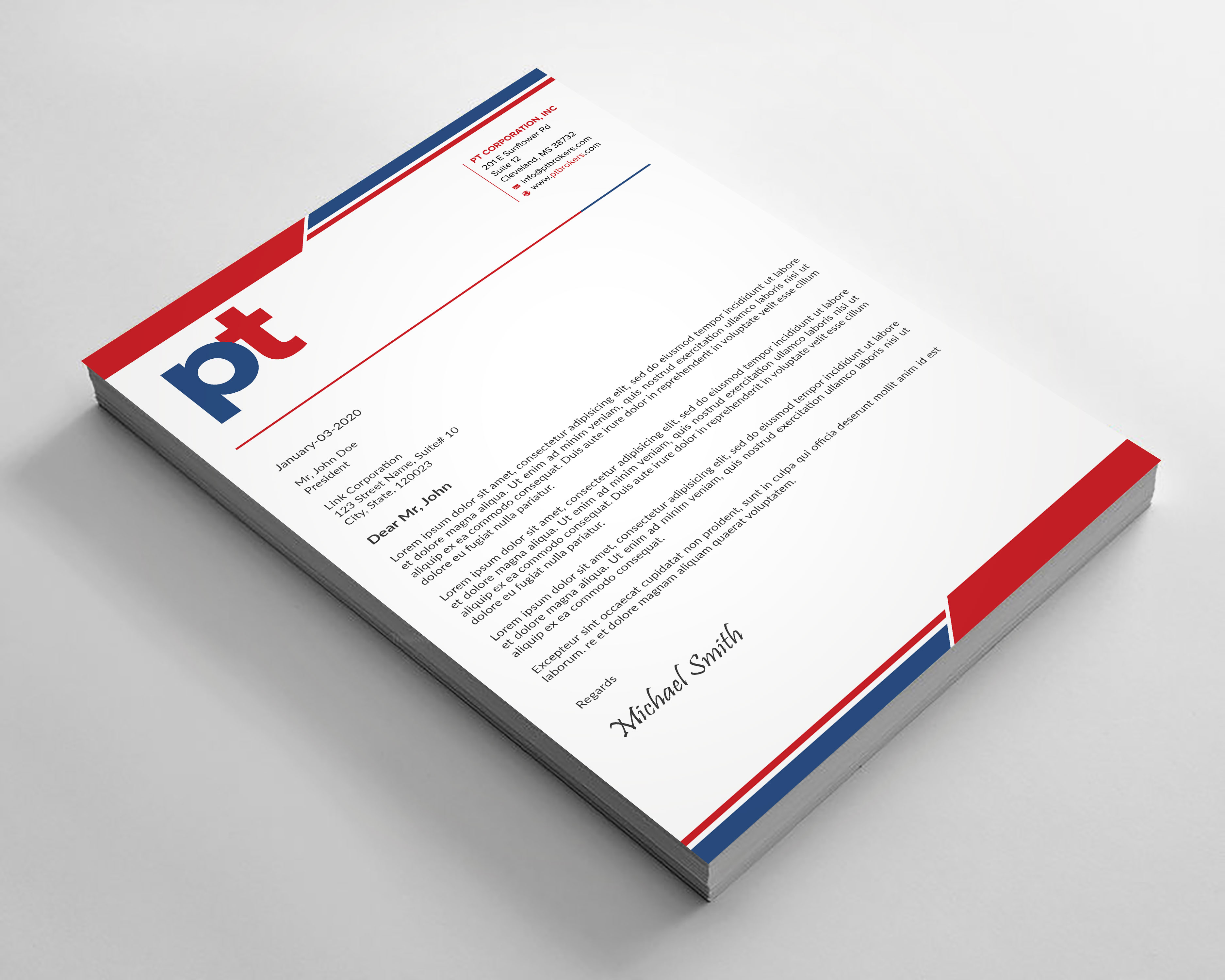Letterhead Design by sadikul islam for PT CORPORATION INC | Design #28814287