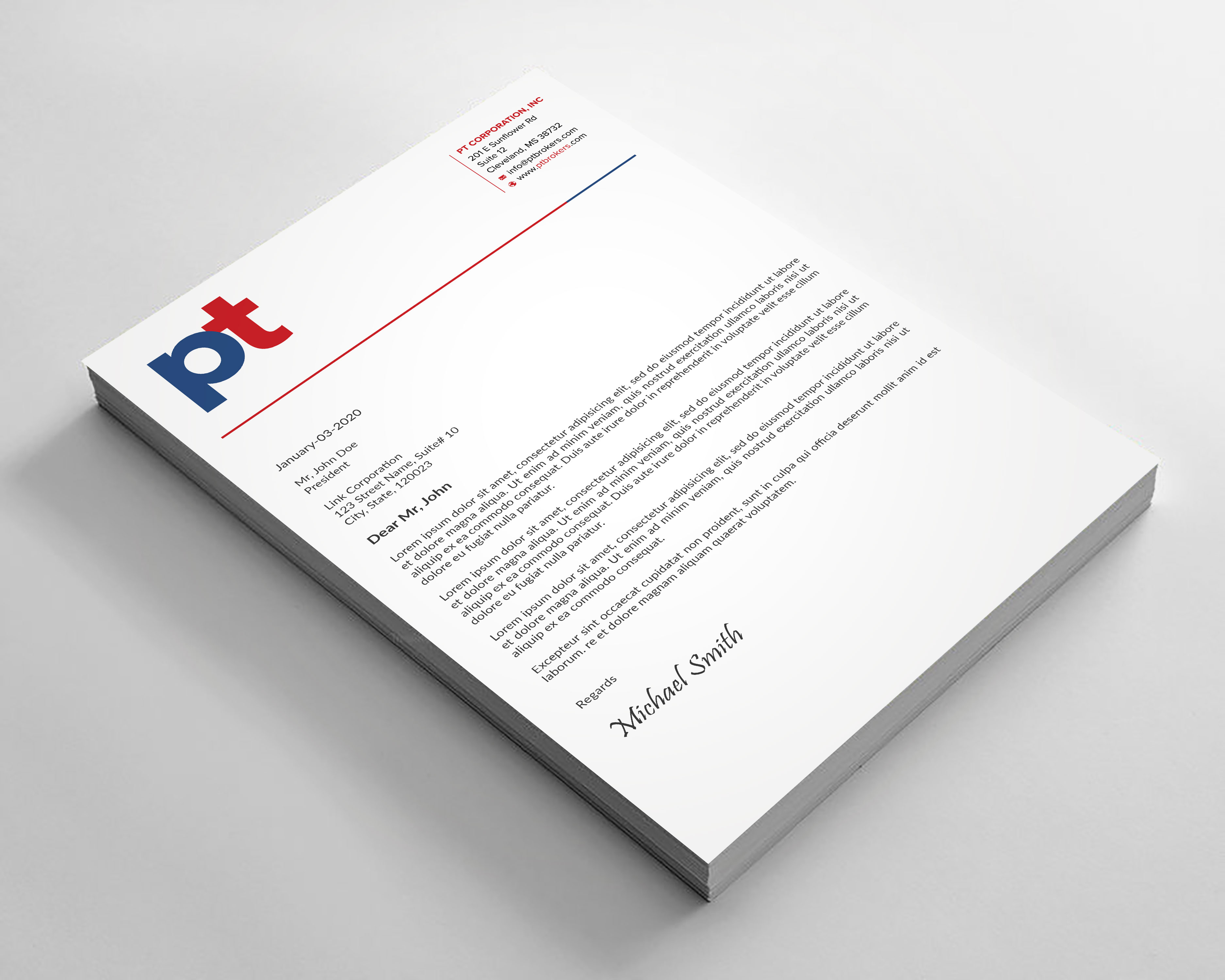 Letterhead Design by sadikul islam for PT CORPORATION INC | Design #28814295