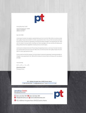 Letterhead Design by Creations Box 2015 for PT CORPORATION INC | Design: #28830747