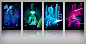Futuristic NFT-- Fun and Interesting Property-Investing related 4-card series. | Graphic Design by MNM