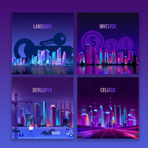 Futuristic NFT-- Fun and Interesting Property-Investing related 4-card series. | Diseño Gráfico por Jeewz
