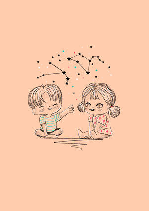 Constelaciones de mis hijos o dibujo de dos niños | Tattoo Design by Omelas