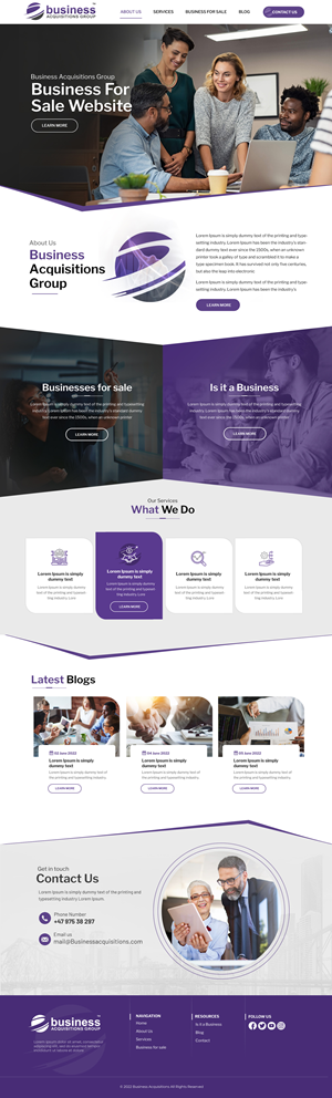 Web Design by Blue Sparrow for Business Acquisitions Group | Design: #28820126