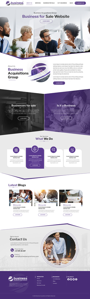 Web Design by Blue Sparrow for Business Acquisitions Group | Design: #28820134