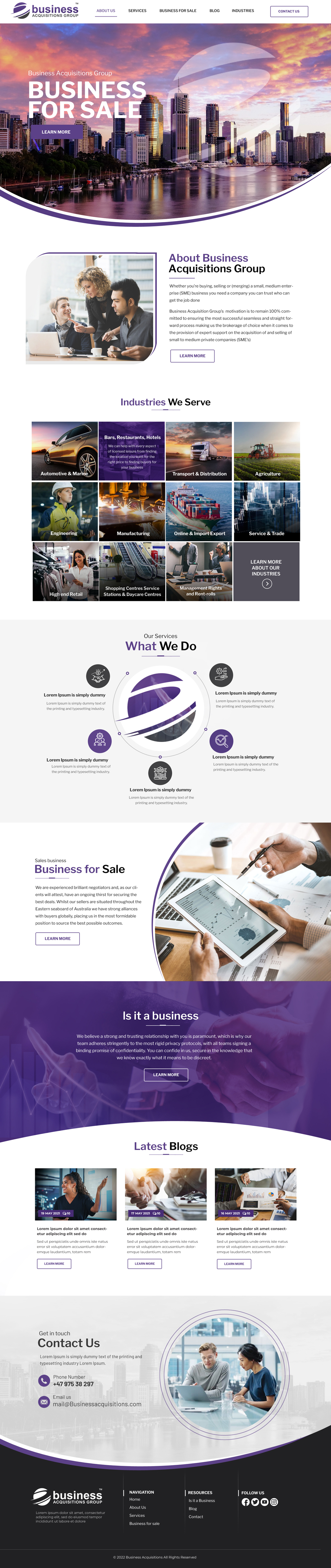 Web Design par Blue Sparrow pour Business Acquisitions Group | Design #28850766