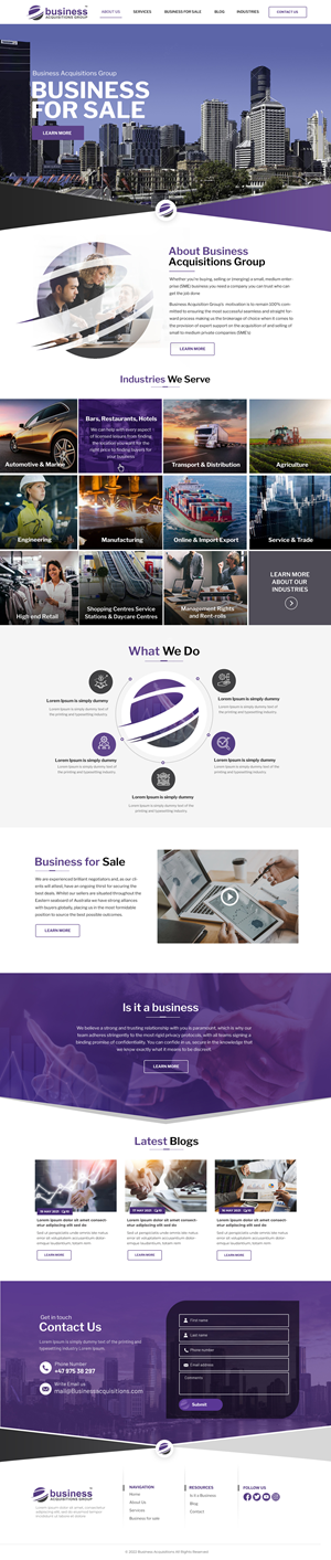 Web Design par Blue Sparrow pour Business Acquisitions Group | Design : #28905478