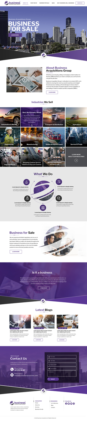 Web Design par Blue Sparrow pour Business Acquisitions Group | Design : #28930956