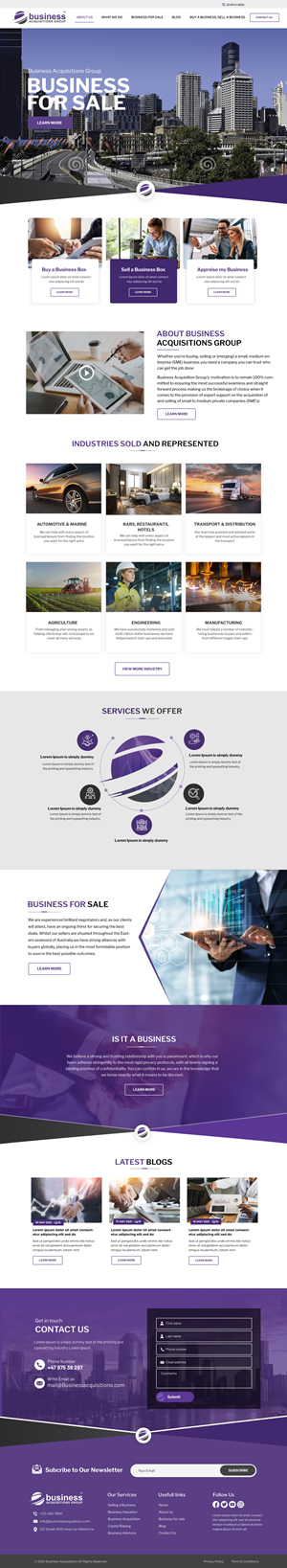 Web Design par Blue Sparrow pour Business Acquisitions Group | Design : #28967640