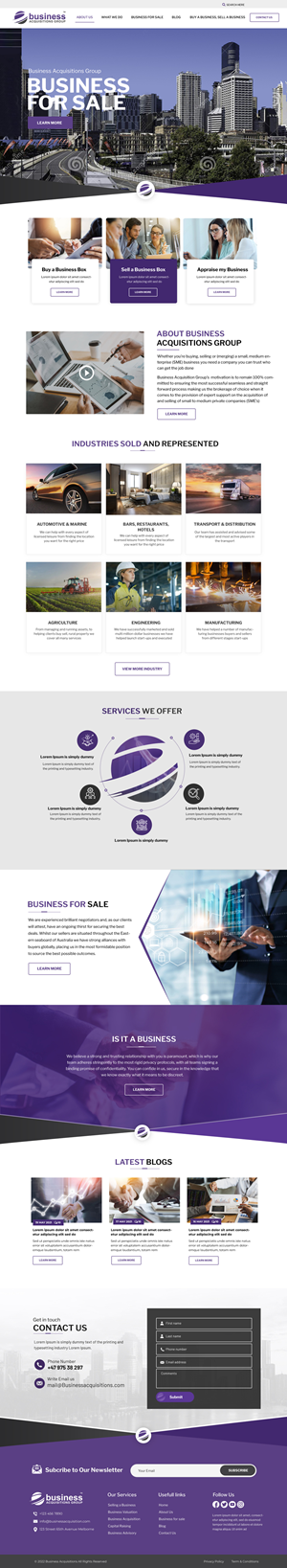 Web Design par Blue Sparrow pour Business Acquisitions Group | Design : #28967905