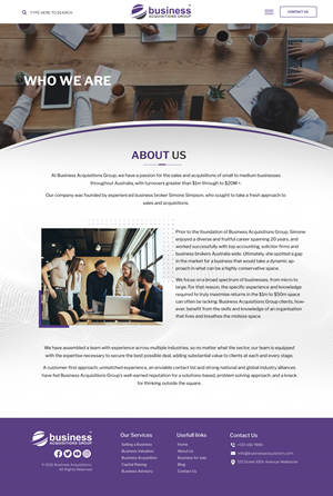 Web Design par Blue Sparrow pour Business Acquisitions Group | Design : #30055717