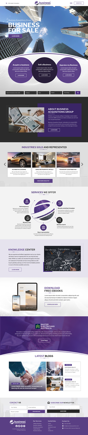 Web Design par Blue Sparrow pour Business Acquisitions Group | Design : #30128540