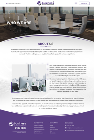 Web Design par Blue Sparrow pour Business Acquisitions Group | Design : #30135265