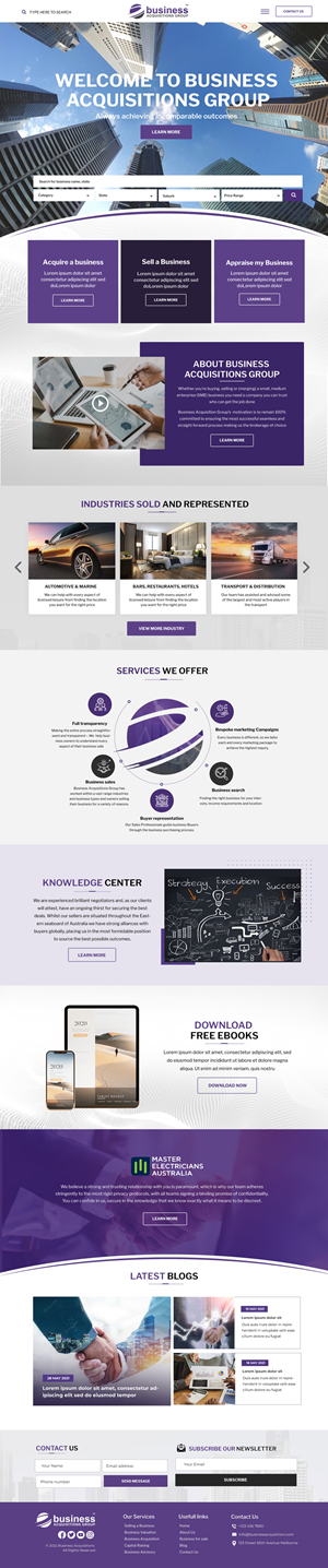 Web Design par Blue Sparrow pour Business Acquisitions Group | Design : #30147652