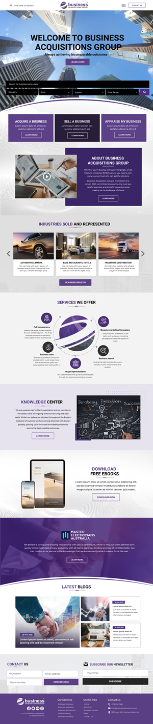 Web Design by Blue Sparrow for Business Acquisitions Group | Design: #30156126