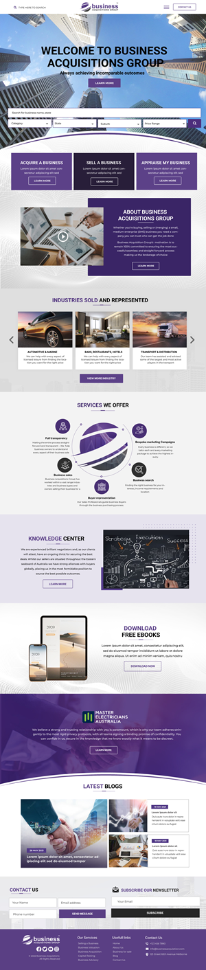 Web Design by Blue Sparrow for Business Acquisitions Group | Design: #30170897