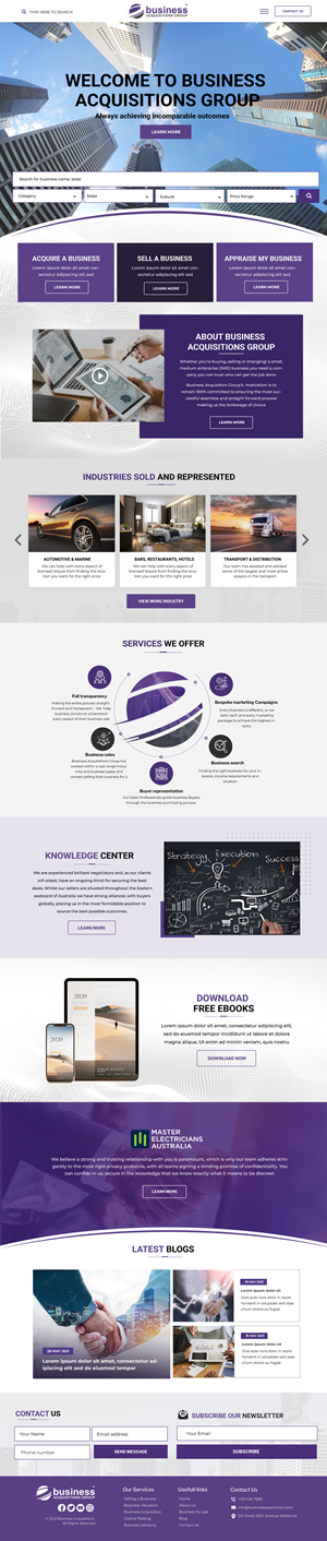 Web Design by Blue Sparrow for Business Acquisitions Group | Design: #30173177