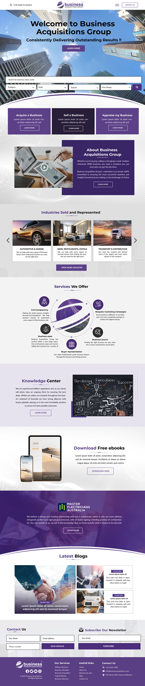 Web Design by Blue Sparrow for Business Acquisitions Group | Design: #30190798