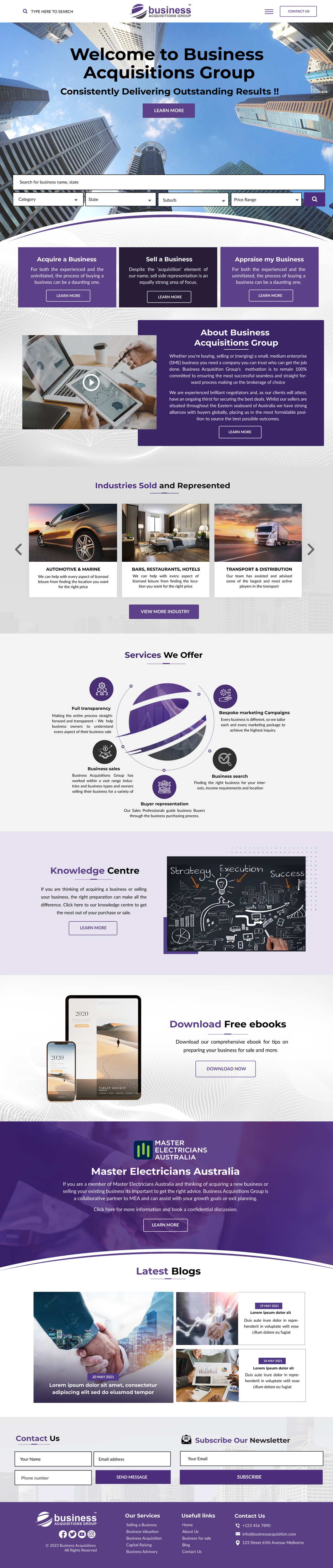 Web Design by Blue Sparrow for Business Acquisitions Group | Design #30311677