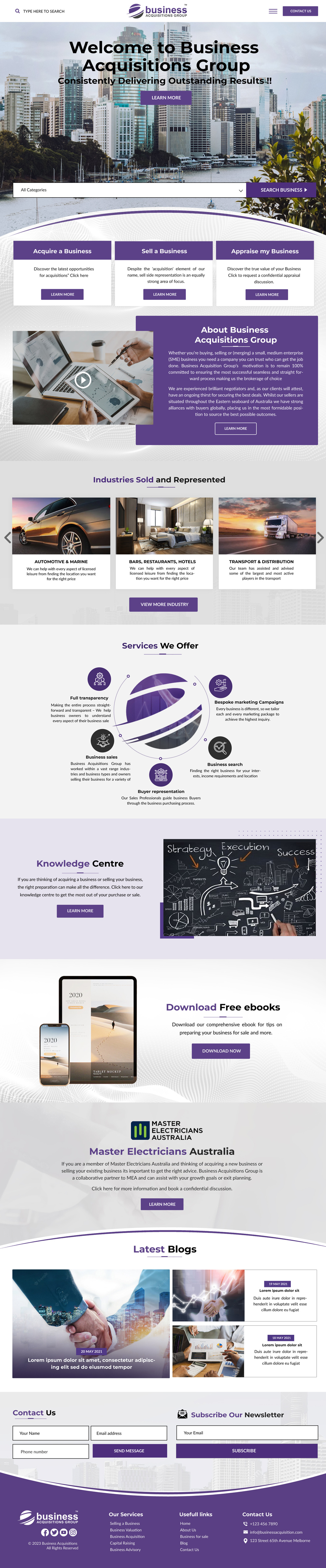 Diseño Web por Blue Sparrow para Business Acquisitions Group | Diseño #30408338