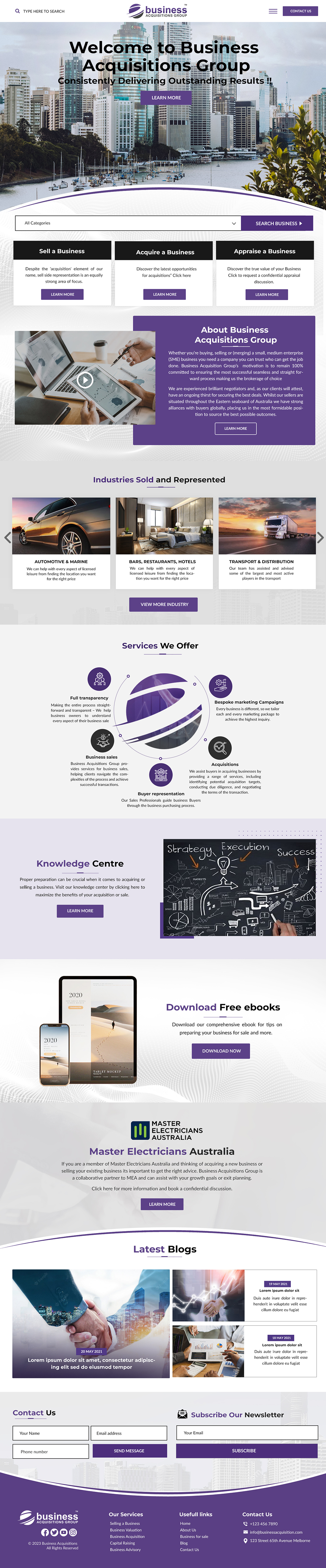 Diseño Web por Blue Sparrow para Business Acquisitions Group | Diseño #30427621