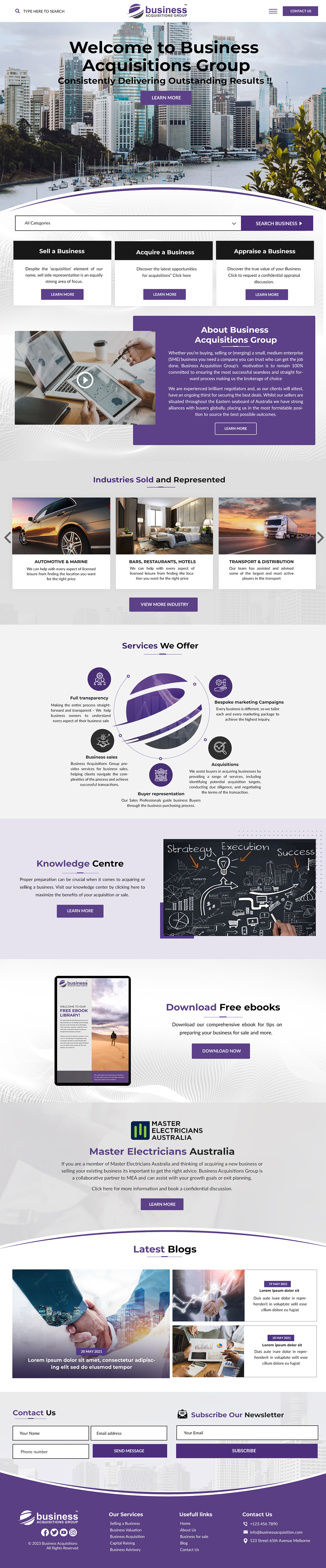 Web Design by Blue Sparrow for Business Acquisitions Group | Design #30427844