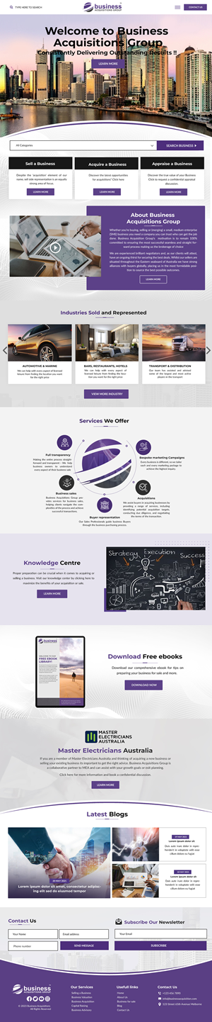 Web Design by Blue Sparrow for Business Acquisitions Group | Design: #30429236