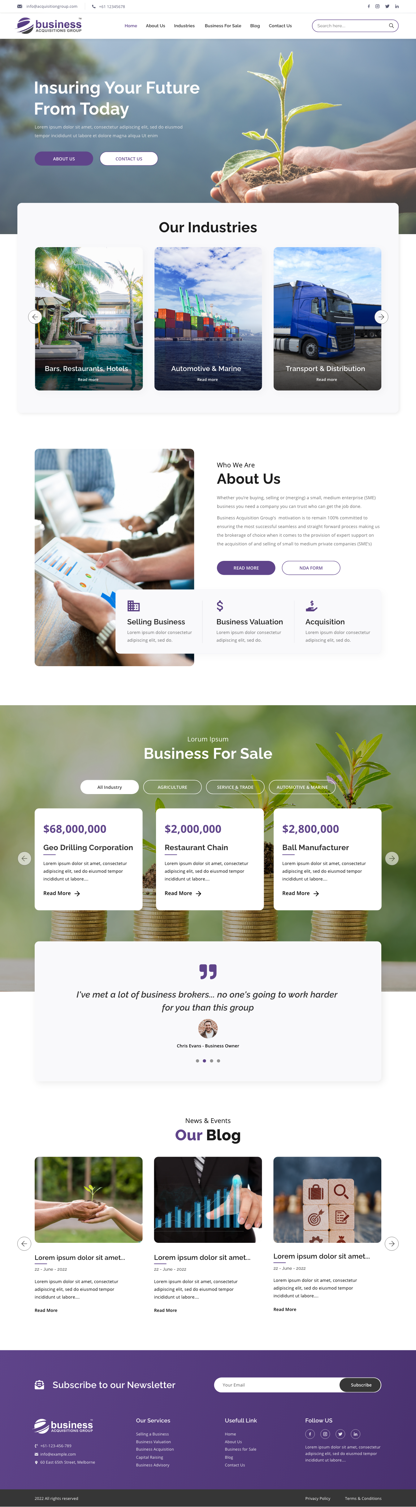 Web Design by Ruwa89 for Business Acquisitions Group | Design #28913944