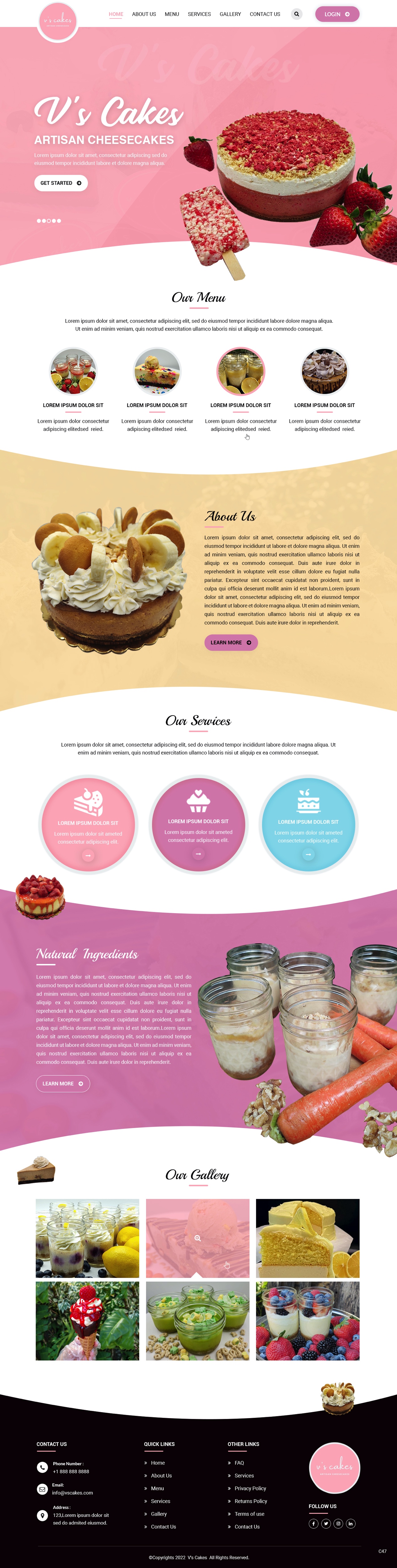Web Design by pb for V's Cakes Cheesecakes | Design #28853187