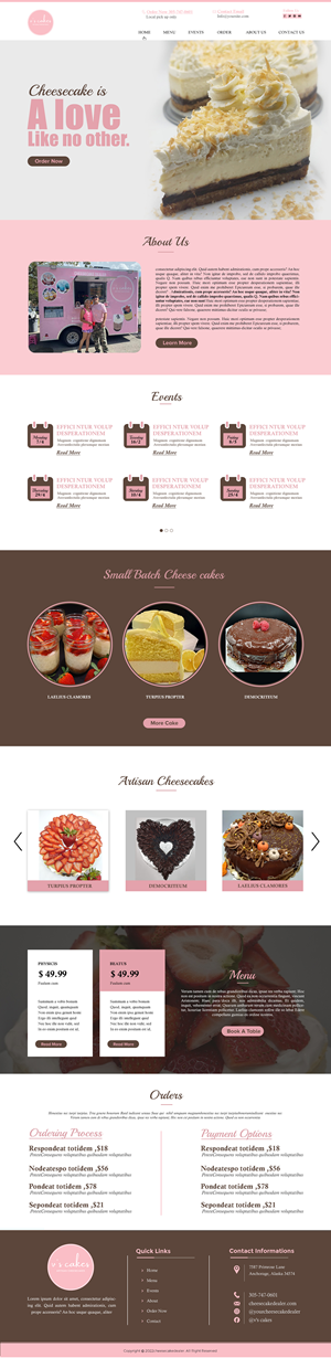 V's Cakes Cheesecakes LLC website | Web-Design von chandrayaan.creative